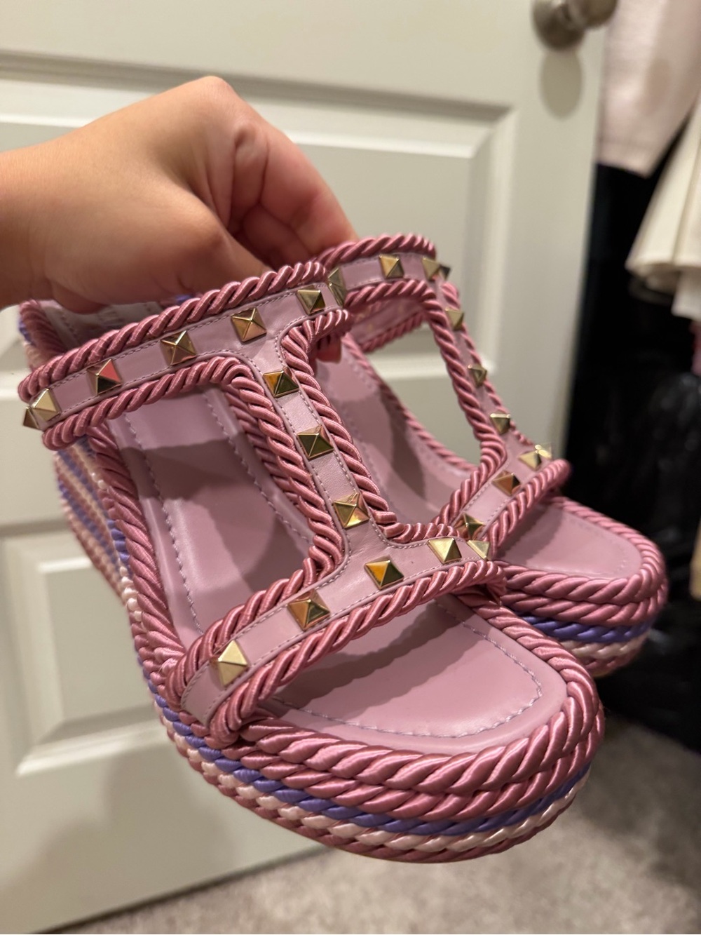 Valentino GaravaniWomen's Rockstud Espadrille Platform Slides Sz 38 - Picture 8 of 8